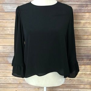 Zara Basic Black Top Bell Sleeves